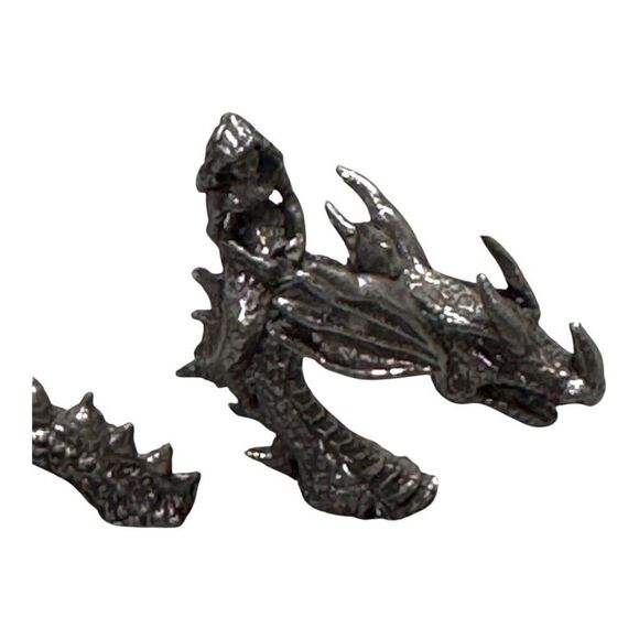 Pewter Dragon Set Fantasy Serpent Sculpture Mythical Creature 3-pc Set Lochness - Picture 3 of 7
